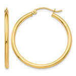 Gold Lightweight Classic Hoop Earrings - 10k Yellow Gold / 2 mm / 30 mm