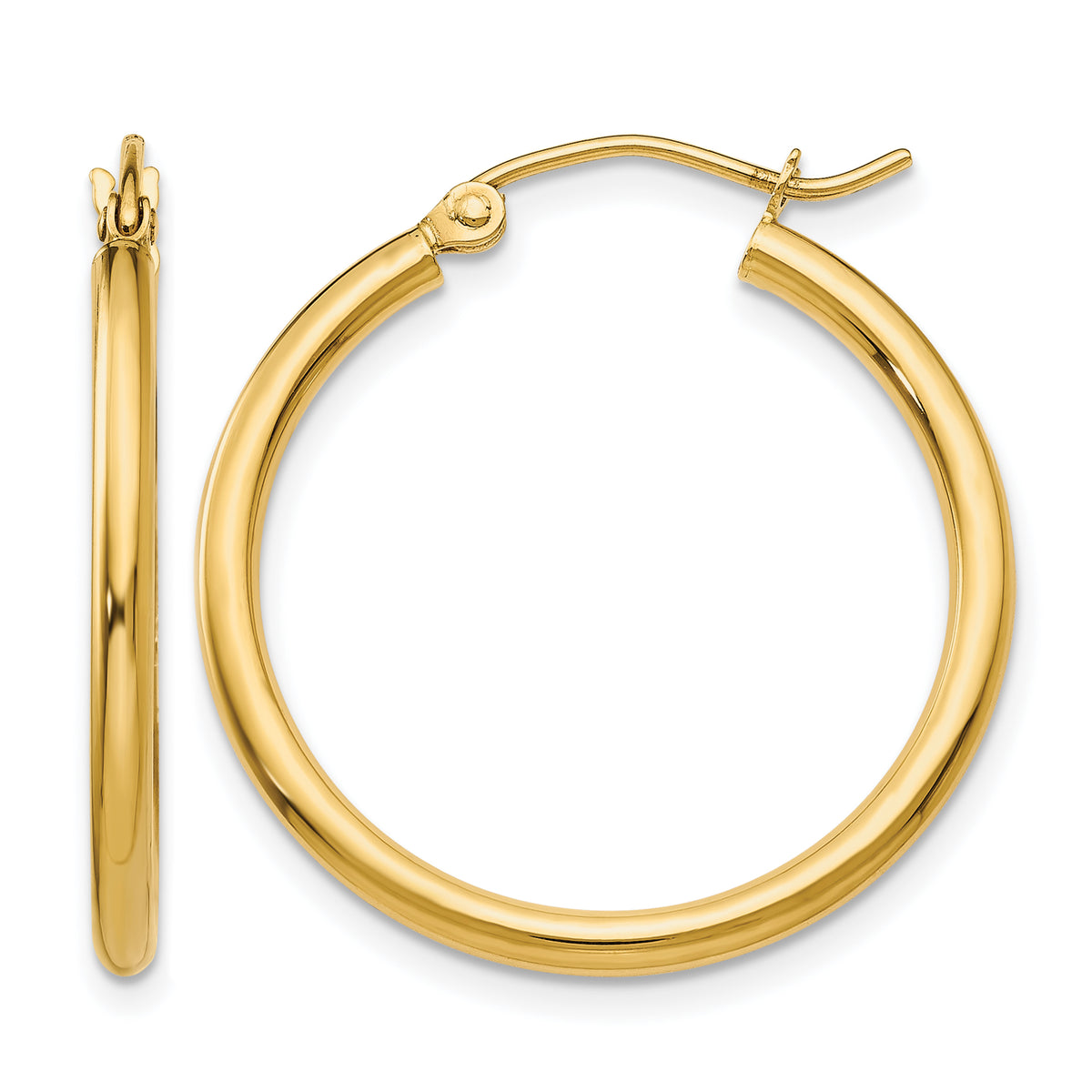 Gold Lightweight Classic Hoop Earrings - 10k Yellow Gold / 2 mm / 25 mm