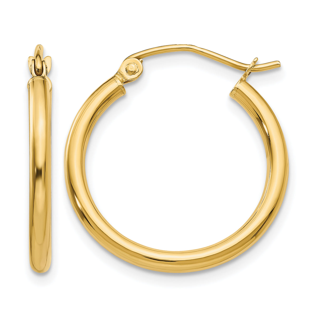 Gold Lightweight Classic Hoop Earrings - 10k Yellow Gold / 2 mm / 20 mm