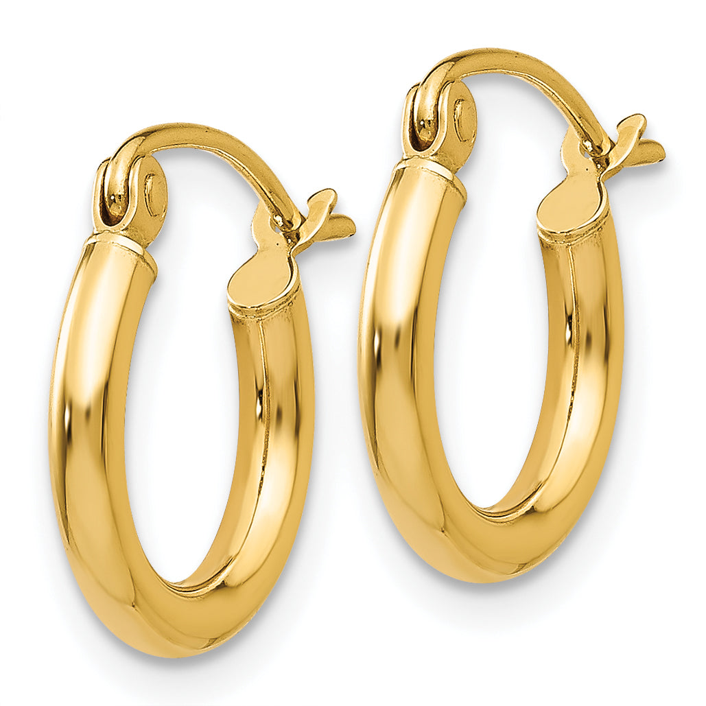 Gold Lightweight Classic Hoop Earrings - 10k Yellow Gold / 2 mm / 13 mm