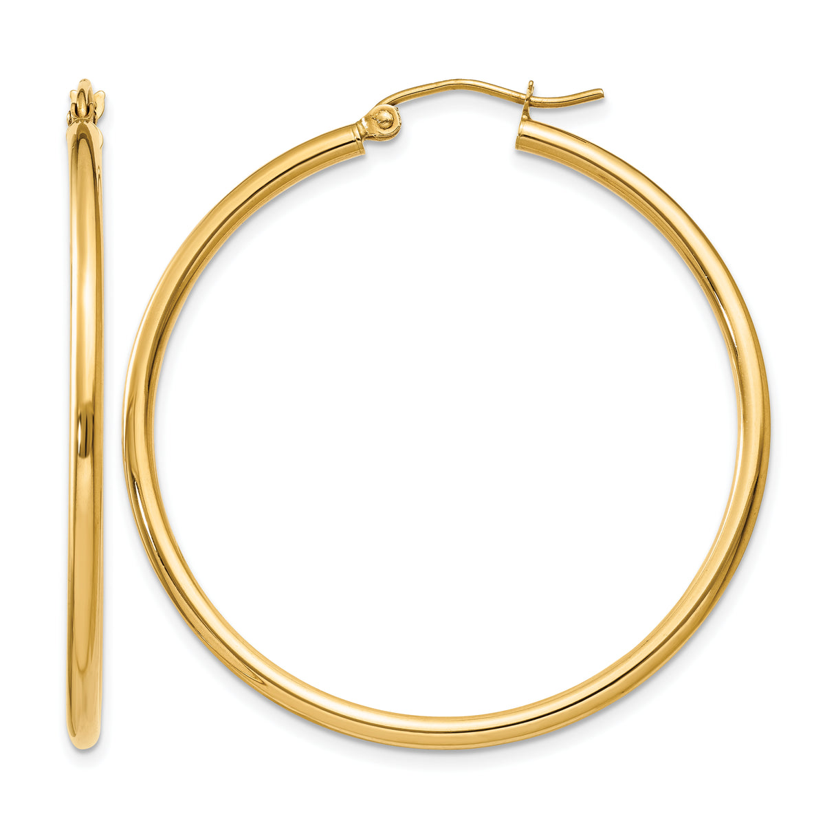 Gold Lightweight Classic Hoop Earrings - 10k Yellow Gold / 2 mm / 40 mm