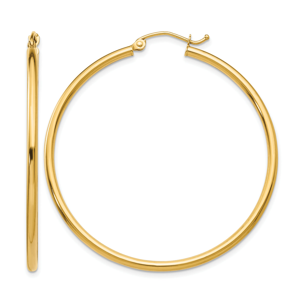 Gold Lightweight Classic Hoop Earrings - 10k Yellow Gold / 2 mm / 45 mm