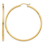 Gold Lightweight Classic Hoop Earrings - 10k Yellow Gold / 2 mm / 50 mm
