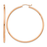 Gold Lightweight Classic Hoop Earrings - 10k Rose Gold / 2 mm / 50 mm