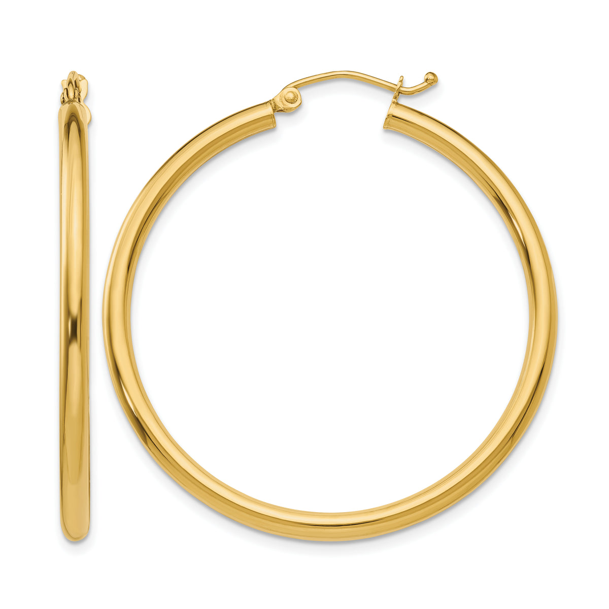 Gold Lightweight Classic Hoop Earrings - 10k Yellow Gold / 2.5 mm / 40 mm