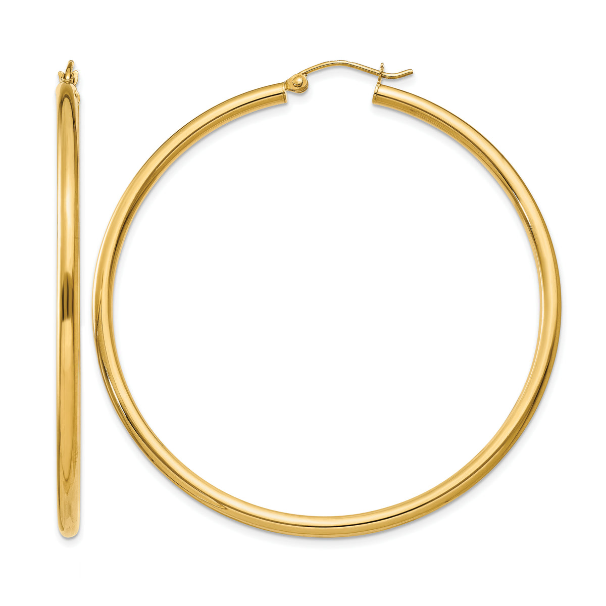 Gold Lightweight Classic Hoop Earrings - 10k Yellow Gold / 2.5 mm / 55 mm
