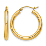 Gold Lightweight Classic Hoop Earrings - 10k Yellow Gold / 3 mm / 25 mm