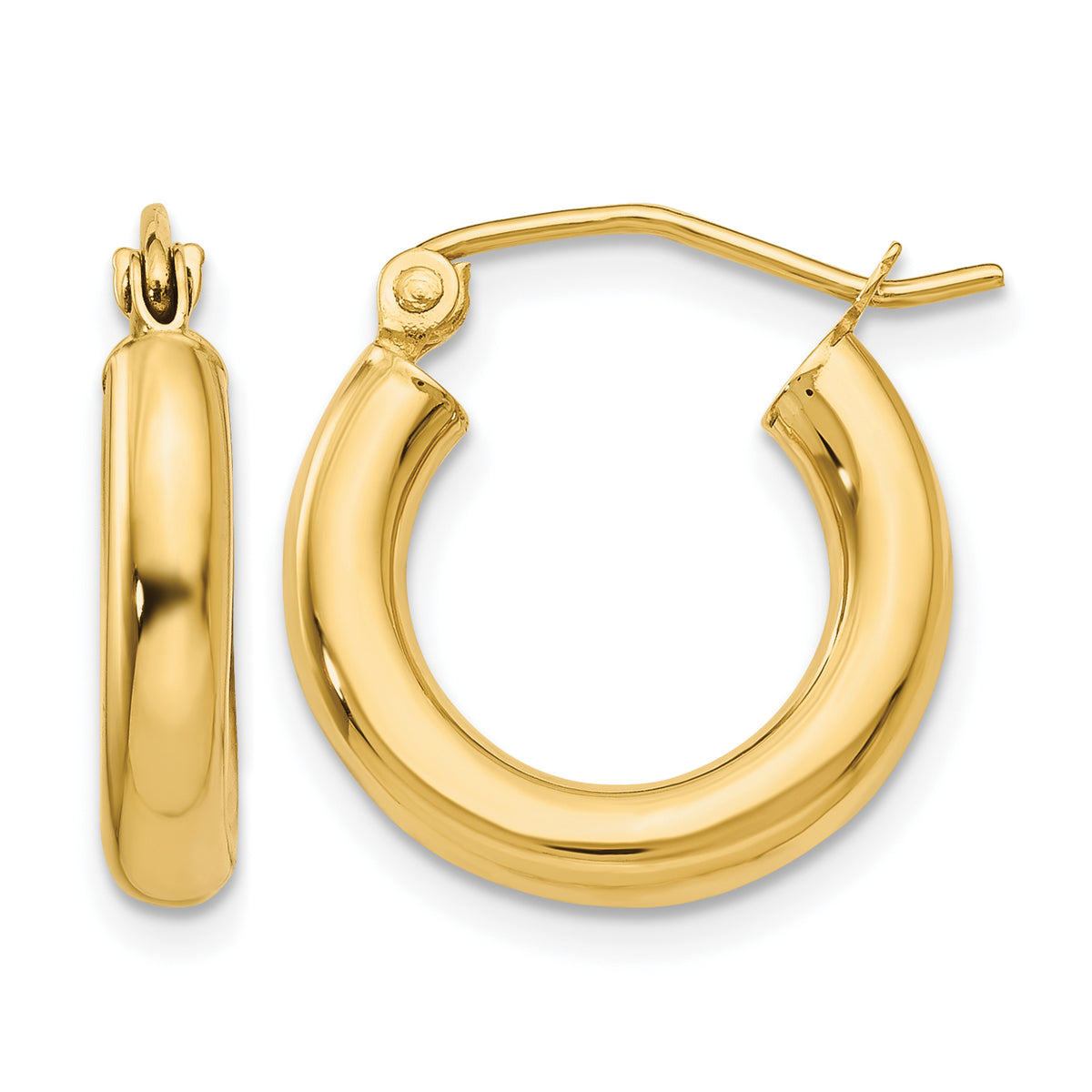 Gold Lightweight Classic Hoop Earrings - 10k Yellow Gold / 3 mm / 16 mm