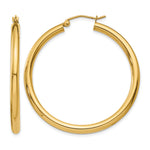 Gold Lightweight Classic Hoop Earrings - 10k Yellow Gold / 3 mm / 40 mm