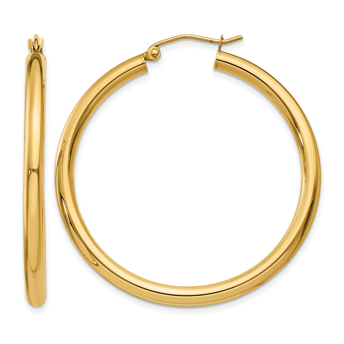 Gold Lightweight Classic Hoop Earrings - 10k Yellow Gold / 3 mm / 40 mm