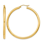 Gold Lightweight Classic Hoop Earrings - 10k Yellow Gold / 3 mm / 50 mm
