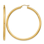 Gold Lightweight Classic Hoop Earrings - 10k Yellow Gold / 3 mm / 55 mm
