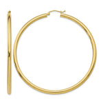 Gold Lightweight Classic Hoop Earrings - 10k Yellow Gold / 3 mm / 65 mm