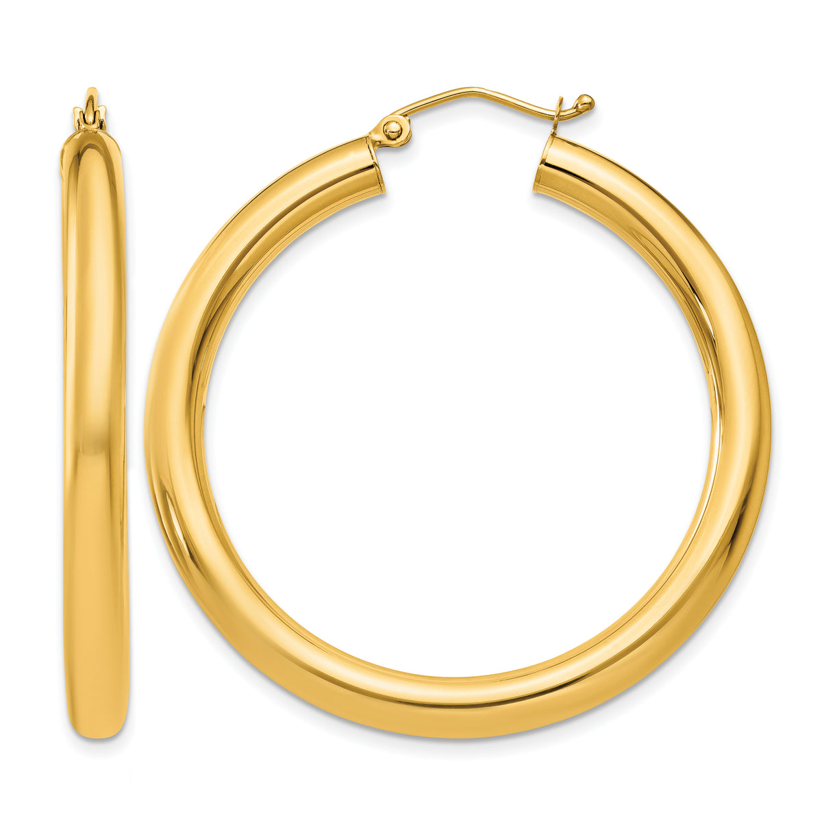 Gold Lightweight Classic Hoop Earrings - 10k Yellow Gold / 4 mm / 40 mm