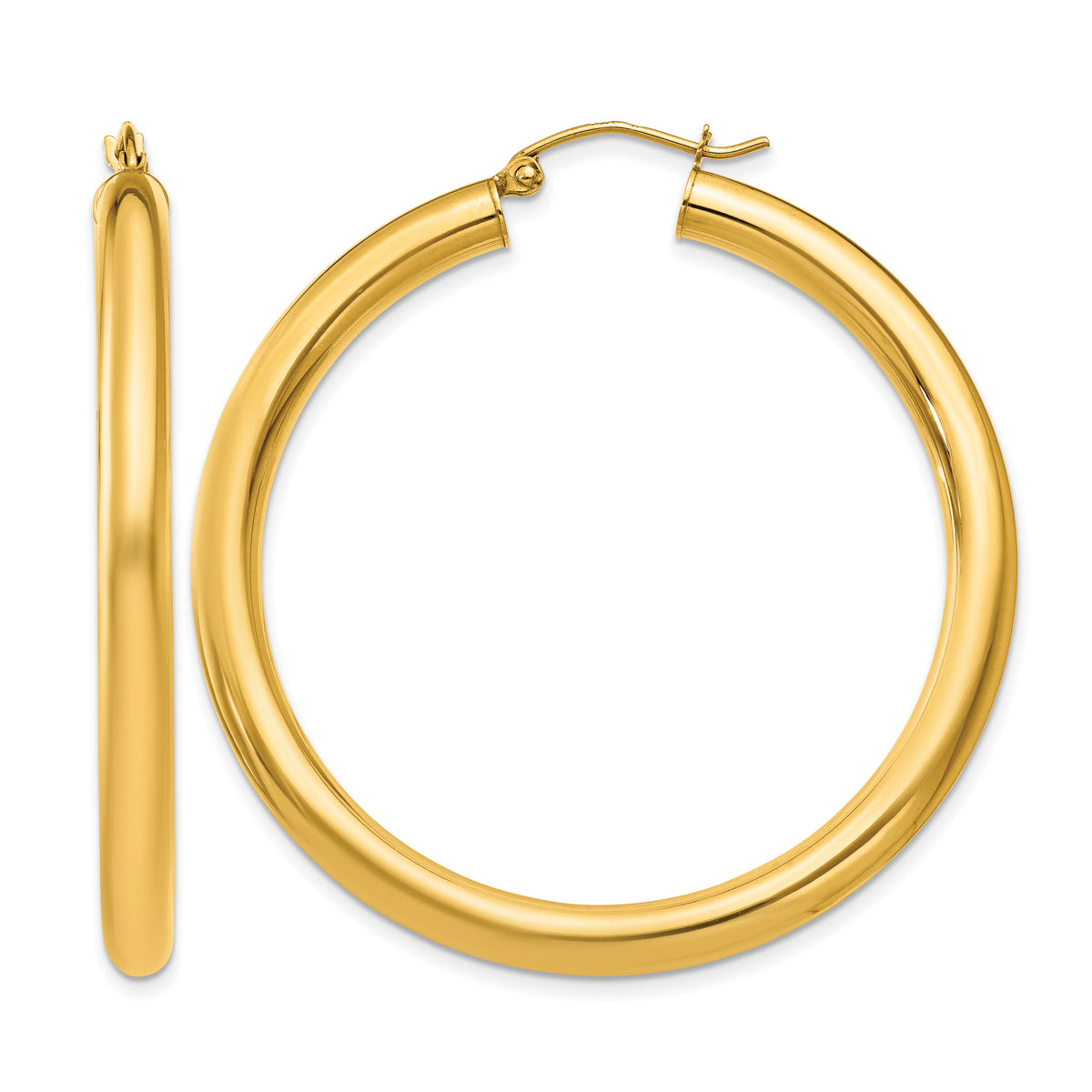 Gold Lightweight Classic Hoop Earrings - 10k Yellow Gold / 4 mm / 45 mm
