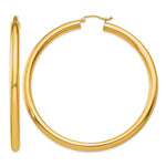 Gold Lightweight Classic Hoop Earrings - 10k Yellow Gold / 4 mm / 60 mm