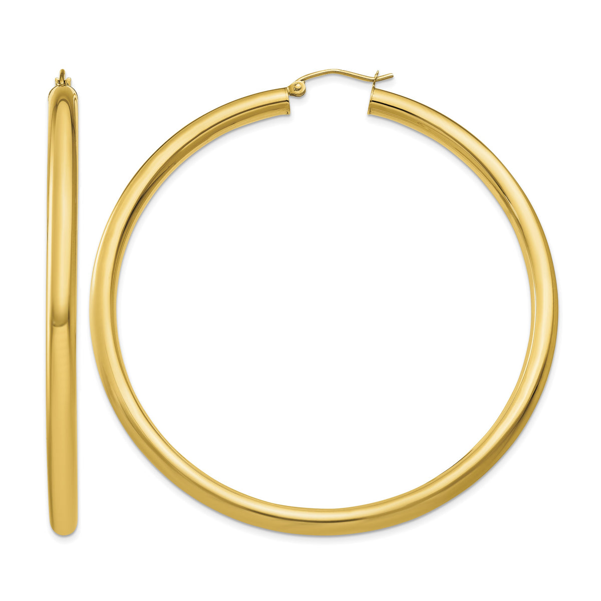 Gold Lightweight Classic Hoop Earrings - 10k Yellow Gold / 4 mm / 65 mm