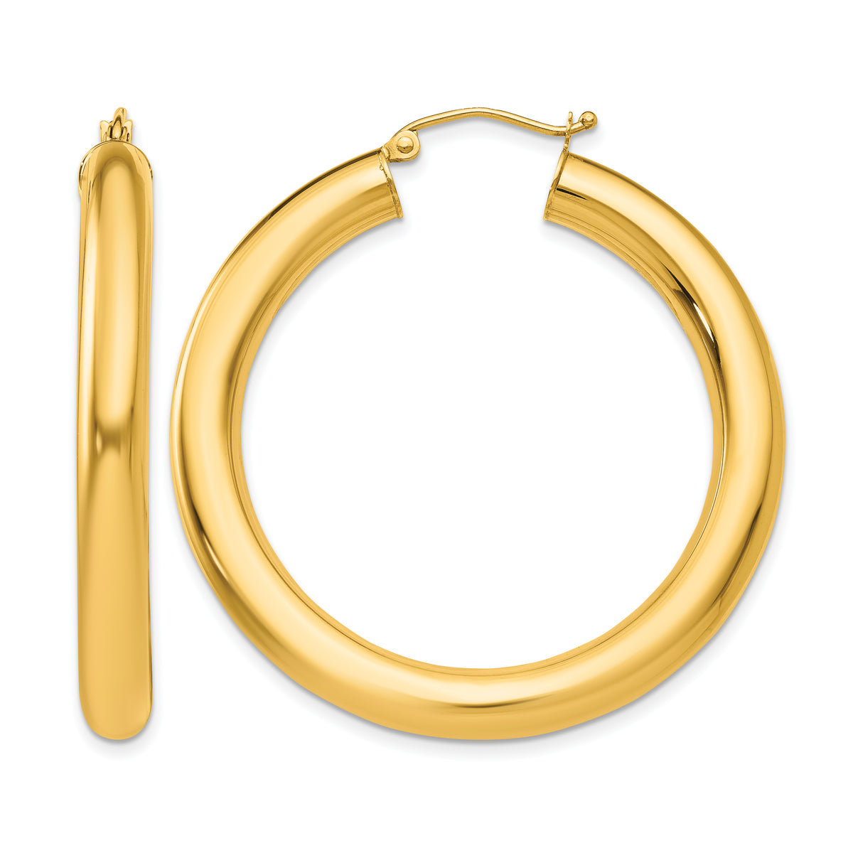 Gold Lightweight Classic Hoop Earrings - 10k Yellow Gold / 5 mm / 40 mm