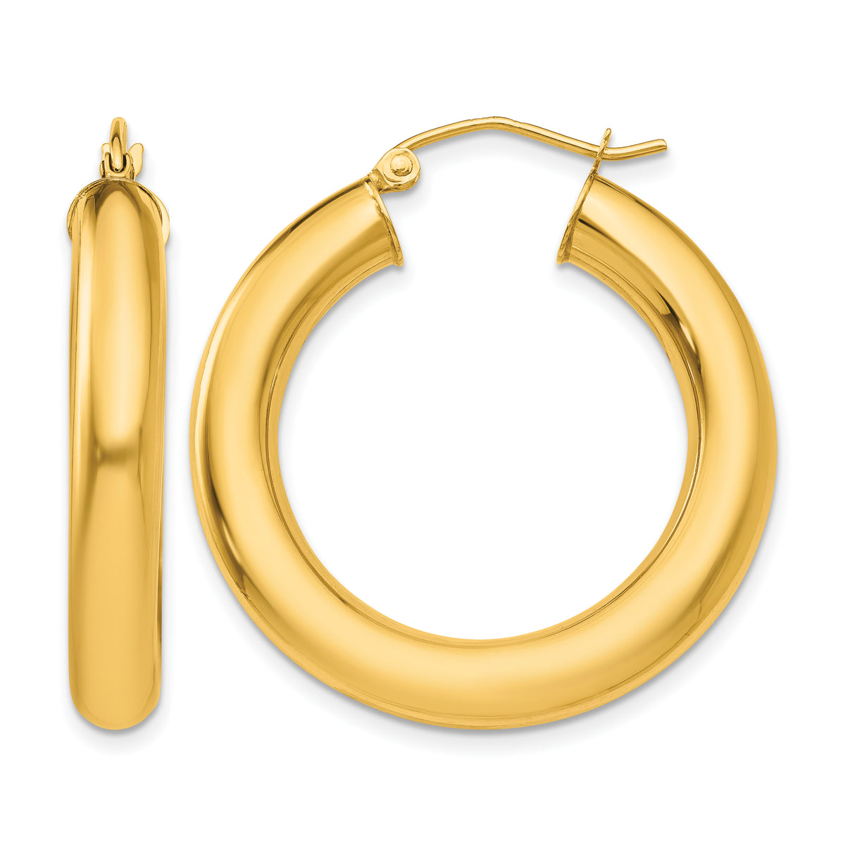 Gold Lightweight Classic Hoop Earrings - 10k Yellow Gold / 5 mm / 30 mm