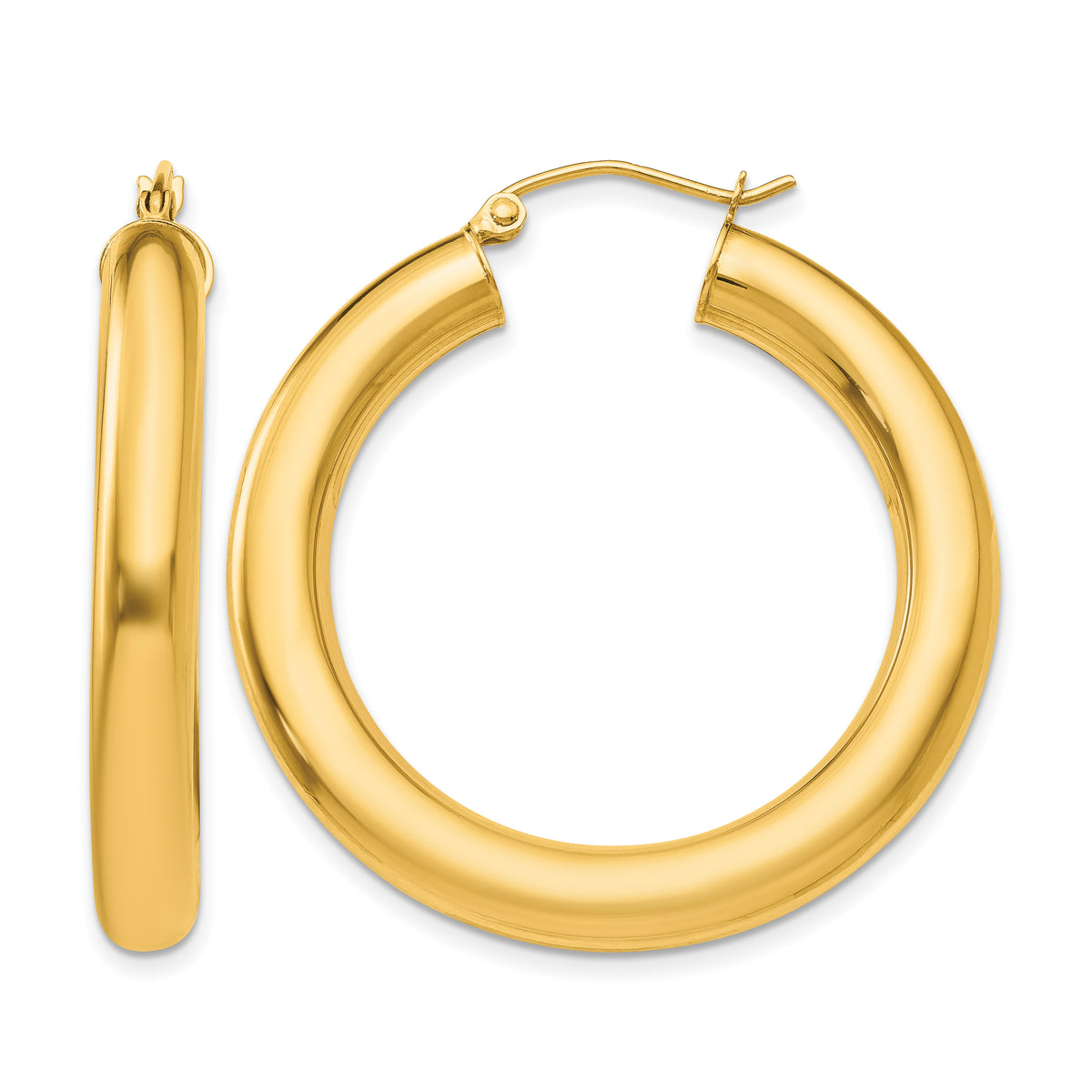 Gold Lightweight Classic Hoop Earrings - 10k Yellow Gold / 5 mm / 35 mm, 35x5mm