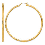 Gold Diamond-cut Classic Hoop Earrings - 10k Yellow Gold / 3 mm / 70 mm