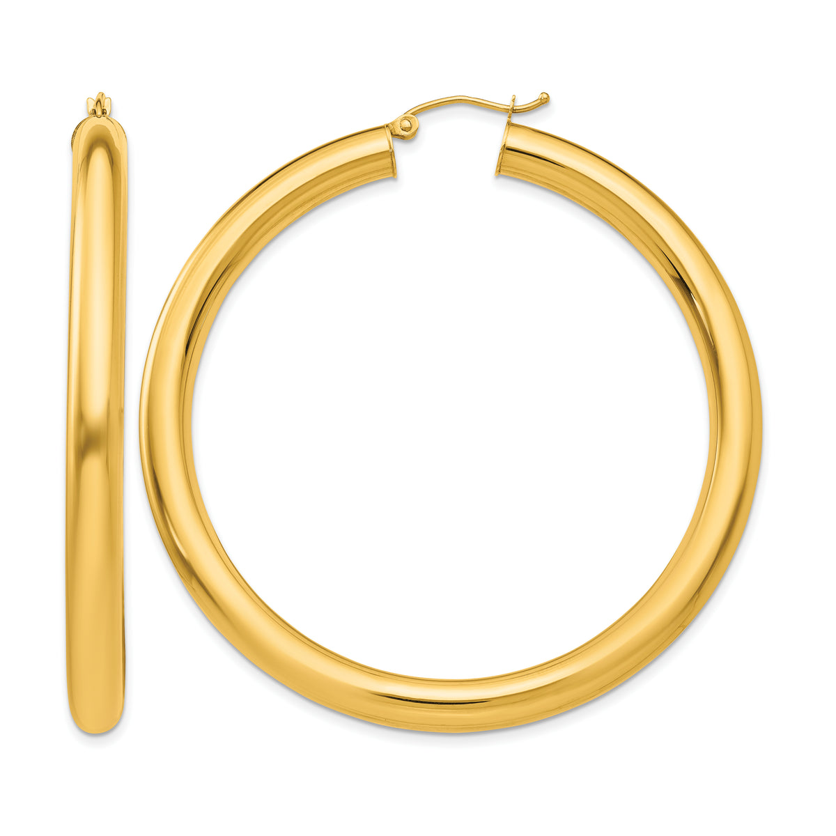 Gold Lightweight Classic Hoop Earrings - 10k Yellow Gold / 5 mm / 55 mm