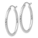 Gold Diamond-cut Classic Hoop Earrings - 10k White Gold / 2 mm / 25 mm