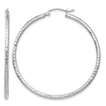 Gold Diamond-cut Classic Hoop Earrings - 10k White Gold / 2 mm / 45 mm