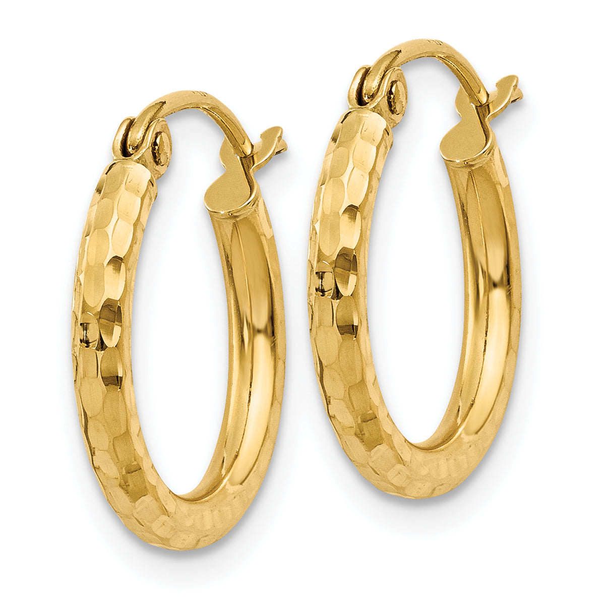 Gold Diamond-cut Classic Hoop Earrings - 10k Yellow Gold / 2 mm / 15 mm
