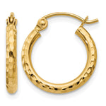 Gold Diamond-cut Classic Hoop Earrings - 10k Yellow Gold / 2 mm / 15 mm