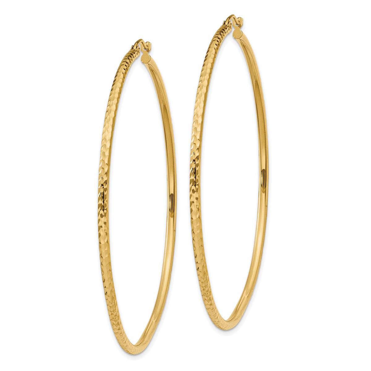 Gold Diamond-cut Classic Hoop Earrings - 10k Yellow Gold / 2 mm / 60 mm