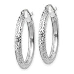 Gold Diamond-cut Classic Hoop Earrings - 10k White Gold / 3 mm / 25 mm