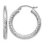 Gold Diamond-cut Classic Hoop Earrings - 10k White Gold / 3 mm / 25 mm