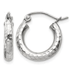 Gold Diamond-cut Classic Hoop Earrings - 10k White Gold / 3 mm / 15 mm