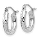 Gold Diamond-cut Classic Hoop Earrings - 10k White Gold / 3 mm / 13 mm