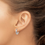 Gold Diamond-cut Classic Hoop Earrings - 10k White Gold / 3 mm / 13 mm