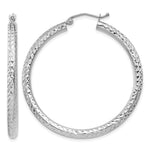 Gold Diamond-cut Classic Hoop Earrings - 10k White Gold / 3 mm / 40 mm