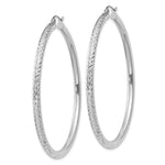 Gold Diamond-cut Classic Hoop Earrings - 10k White Gold / 3 mm / 55 mm