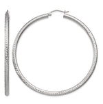Gold Diamond-cut Classic Hoop Earrings - 10k White Gold / 3 mm / 60 mm