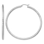Gold Diamond-cut Classic Hoop Earrings - 10k White Gold / 3 mm / 65 mm