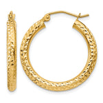 Gold Diamond-cut Classic Hoop Earrings - 10k Yellow Gold / 3 mm / 25 mm