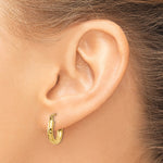 Gold Diamond-cut Classic Hoop Earrings - 10k Yellow Gold / 3 mm / 13 mm