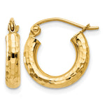 Gold Diamond-cut Classic Hoop Earrings - 10k Yellow Gold / 3 mm / 13 mm