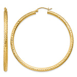Gold Diamond-cut Classic Hoop Earrings - 10k Yellow Gold / 3 mm / 55 mm