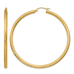 Gold Diamond-cut Classic Hoop Earrings - 10k Yellow Gold / 3 mm / 60 mm