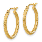 Gold Diamond-cut Classic Hoop Earrings - 10k Yellow Gold / 2 mm / 20 mm