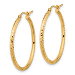 Gold Diamond-cut Classic Hoop Earrings - 10k Yellow Gold / 2 mm / 30 mm, Round