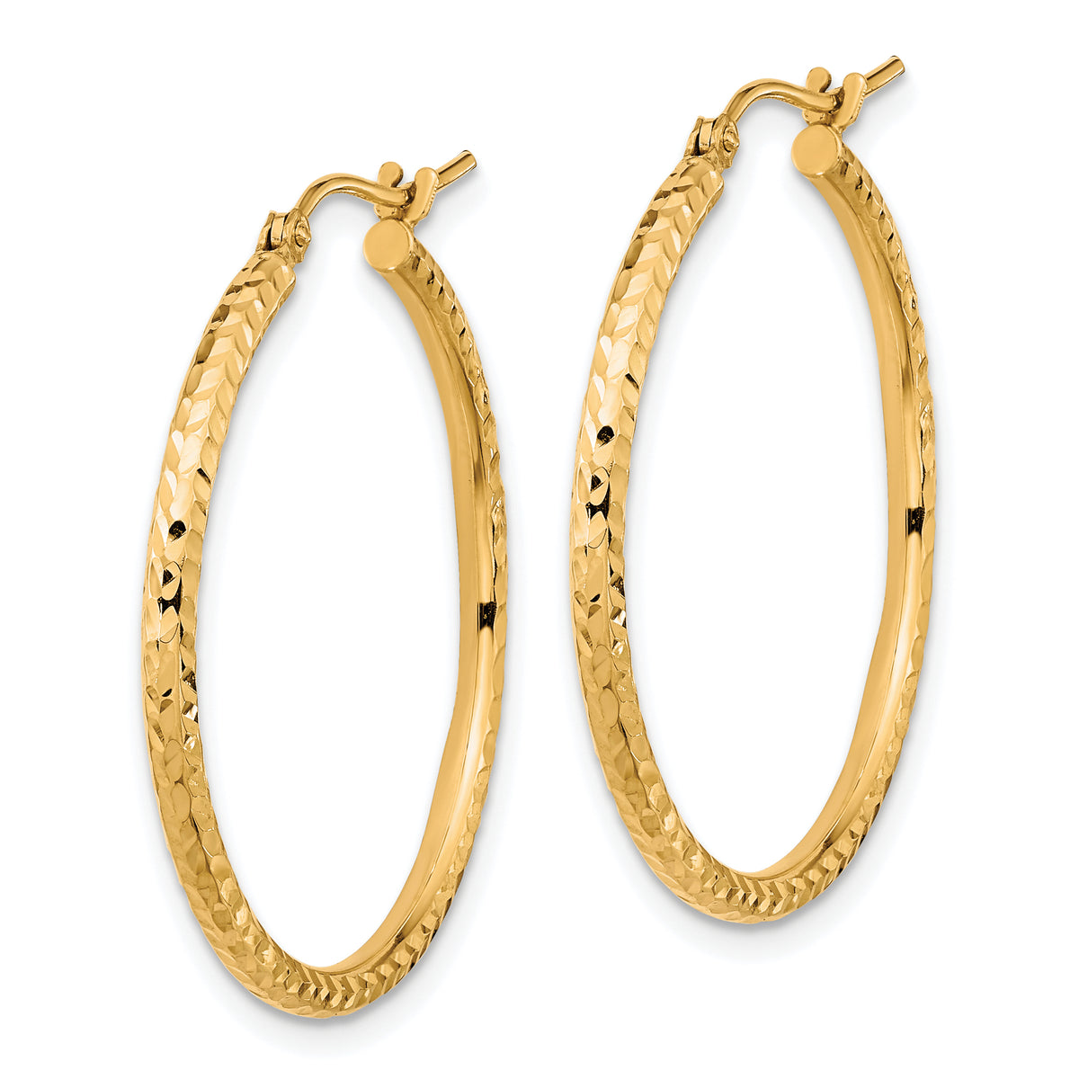 Gold Diamond-cut Classic Hoop Earrings - 10k Yellow Gold / 2 mm / 30 mm, Round