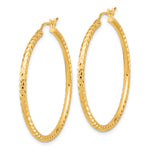 Gold Diamond-cut Classic Hoop Earrings - 10k Yellow Gold / 2 mm / 35 mm