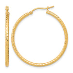 Gold Diamond-cut Classic Hoop Earrings - 10k Yellow Gold / 2 mm / 35 mm